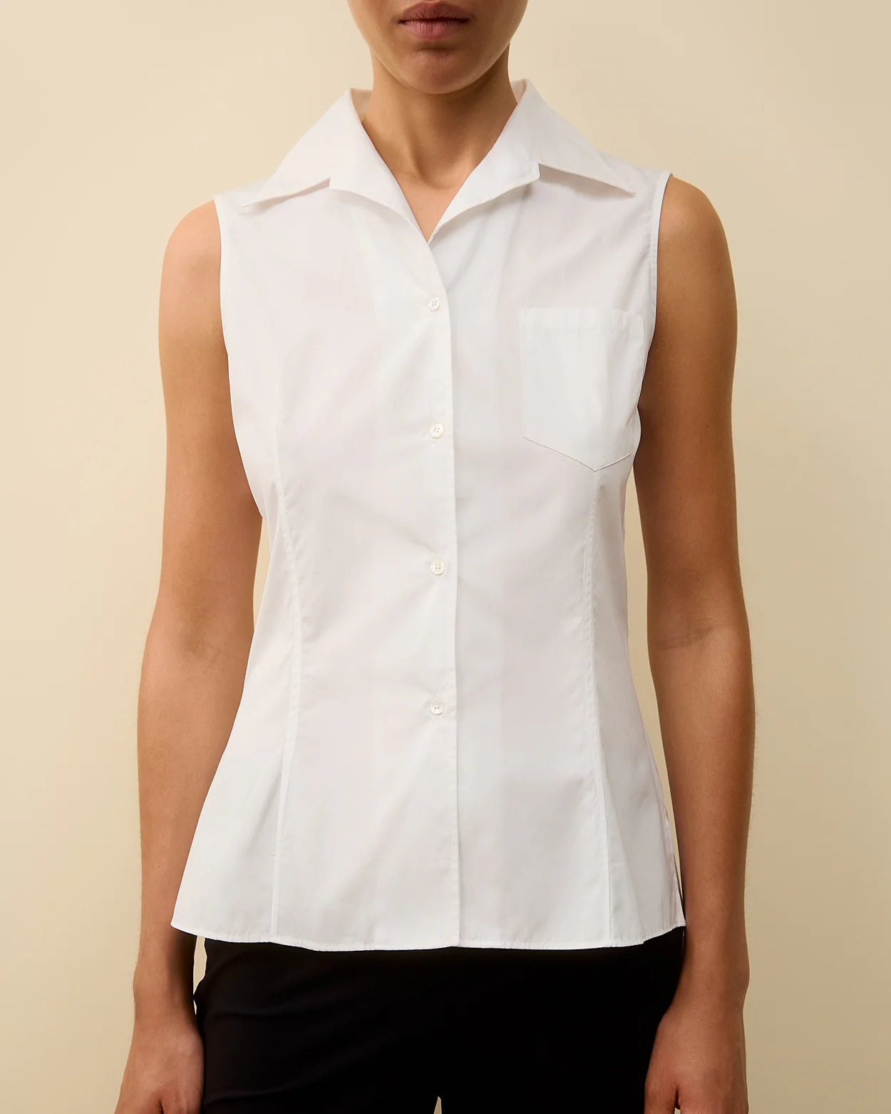 ROSIE SLEEVELESS SHIRT | White - Image 4